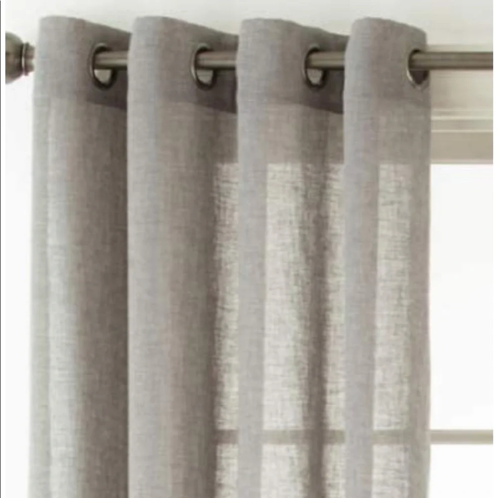 JCPenney Home Bayview Gray Sheer Grommet Curtain Panel 84” set of TWO